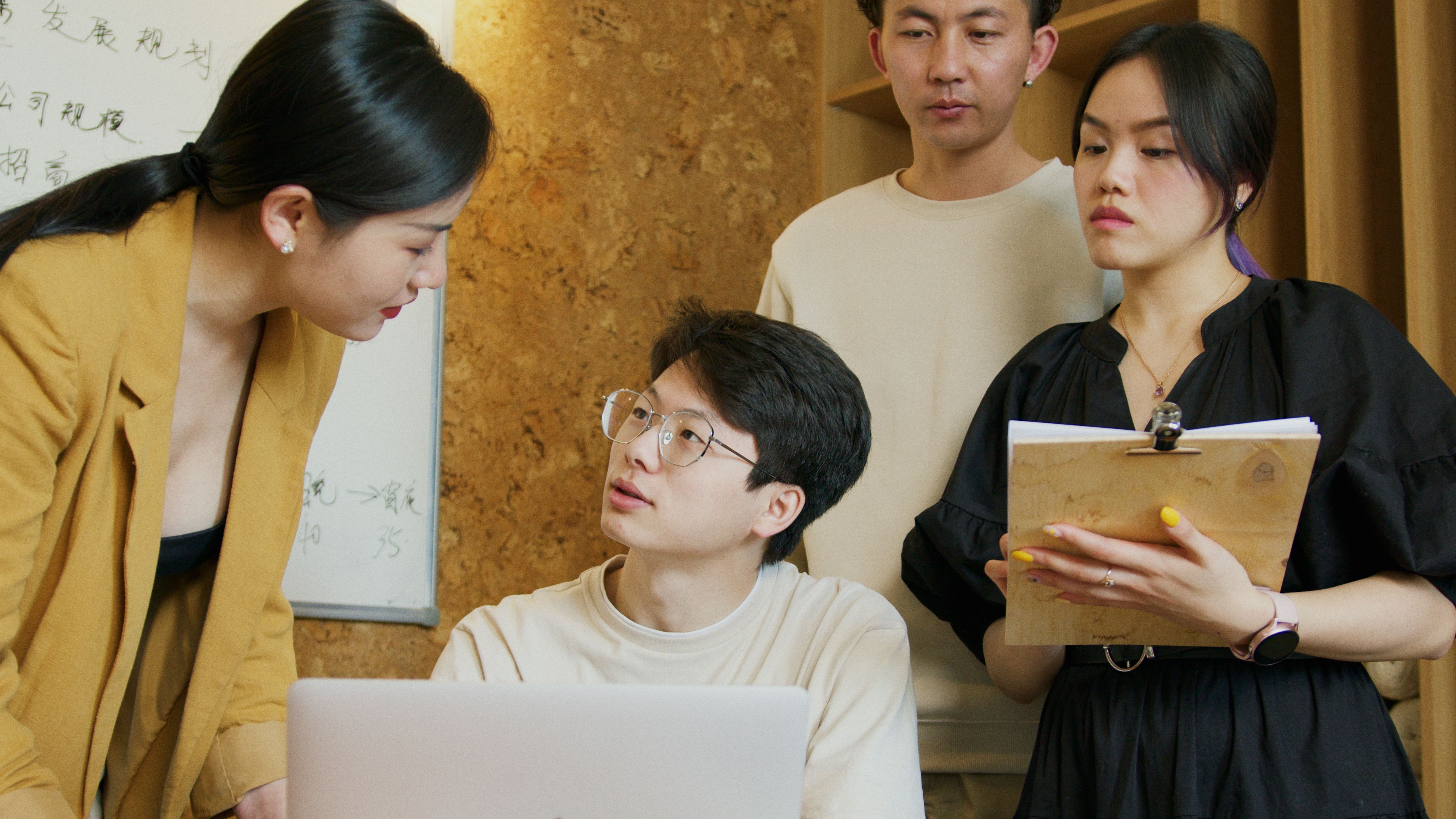Account lead listening on a client check-in call