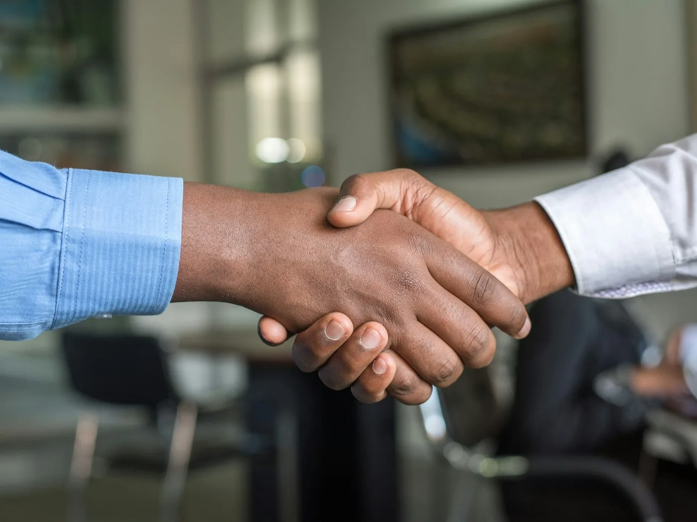 Professionals shaking hands to seal a business partnership