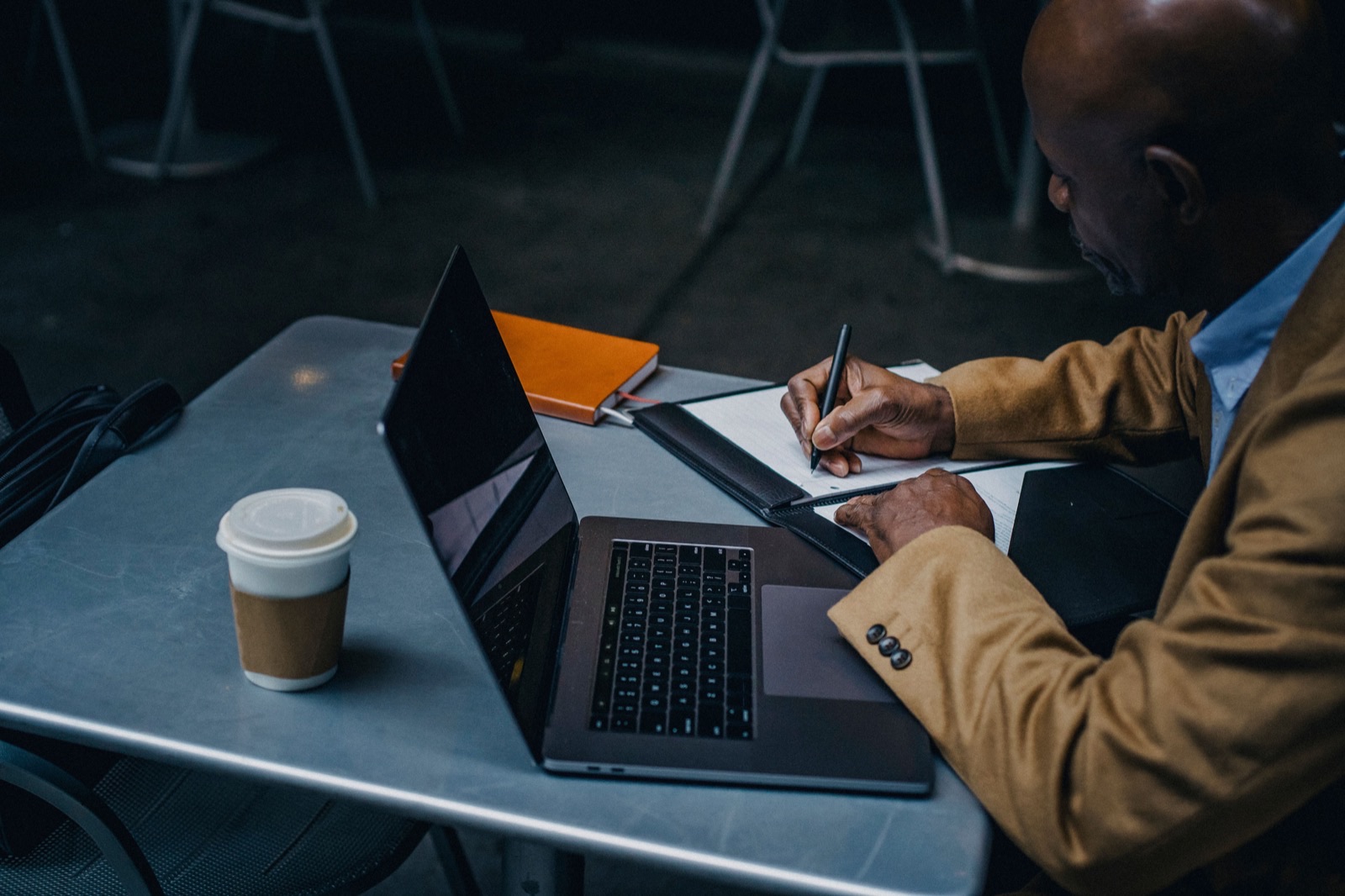Freelance developer working alone with a laptop