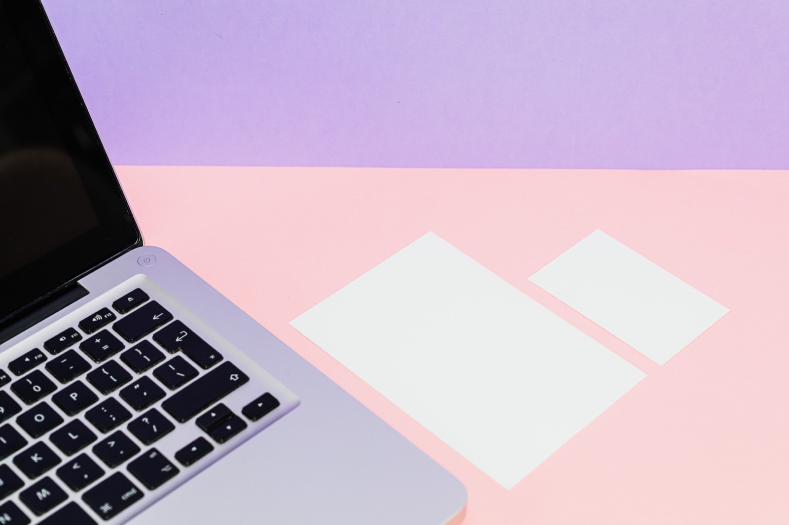 White-label branding cards with a laptop for tenant branding