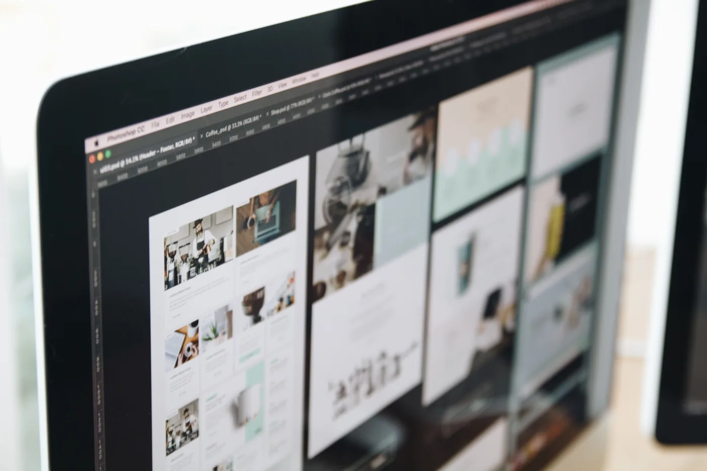Modern website design on studio monitors