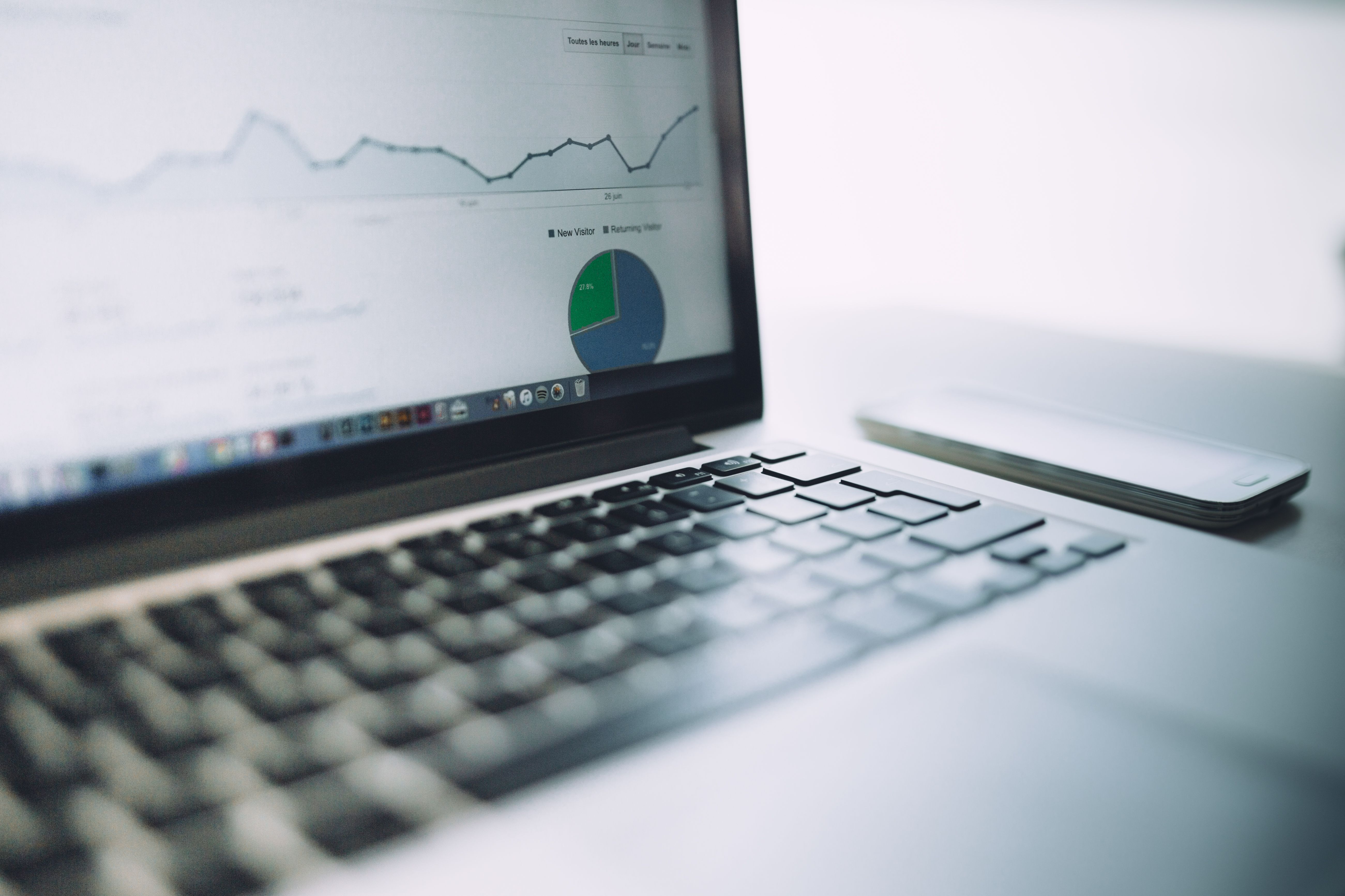 Analytics dashboard with charts open on a laptop