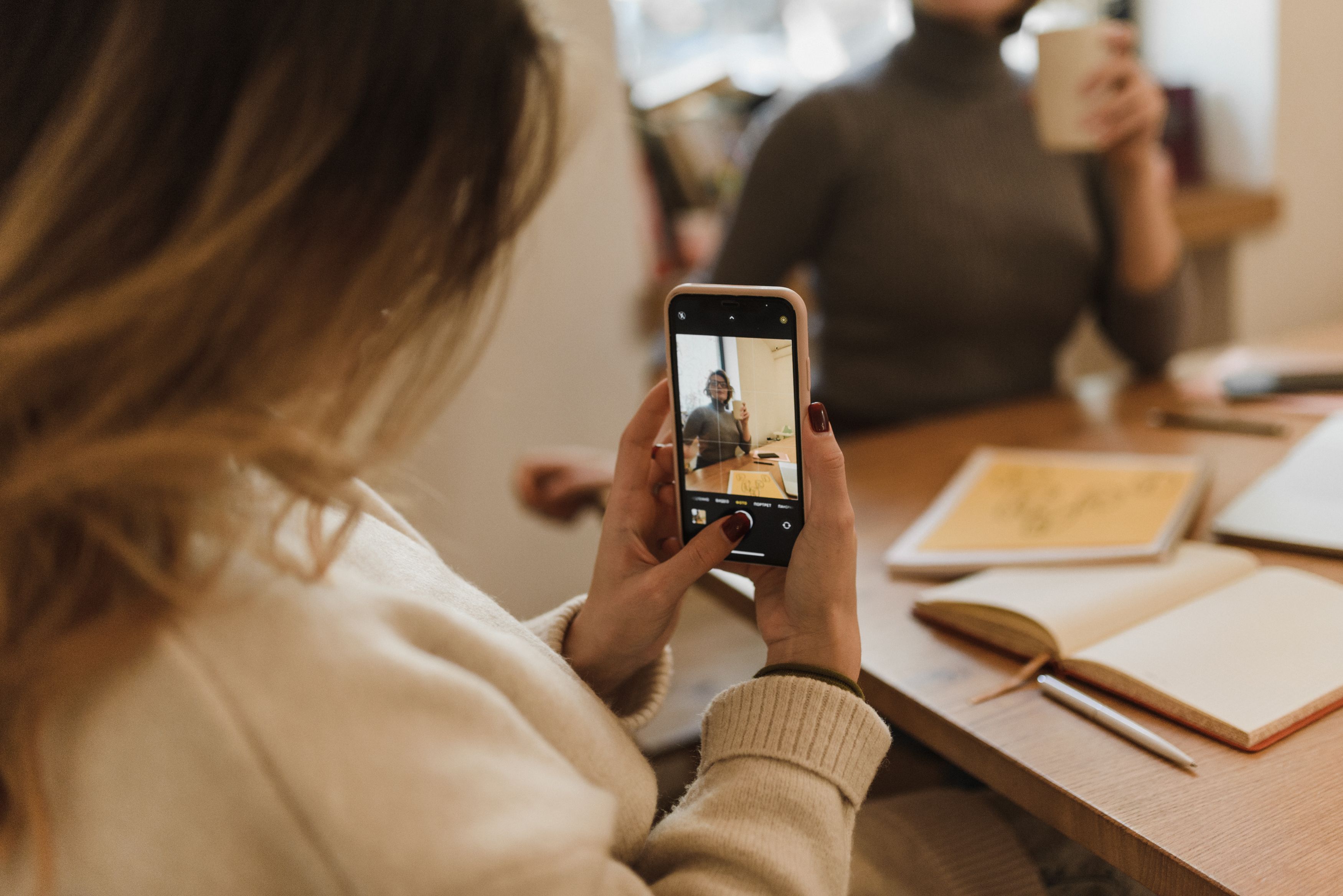 Creator capturing office content for social media