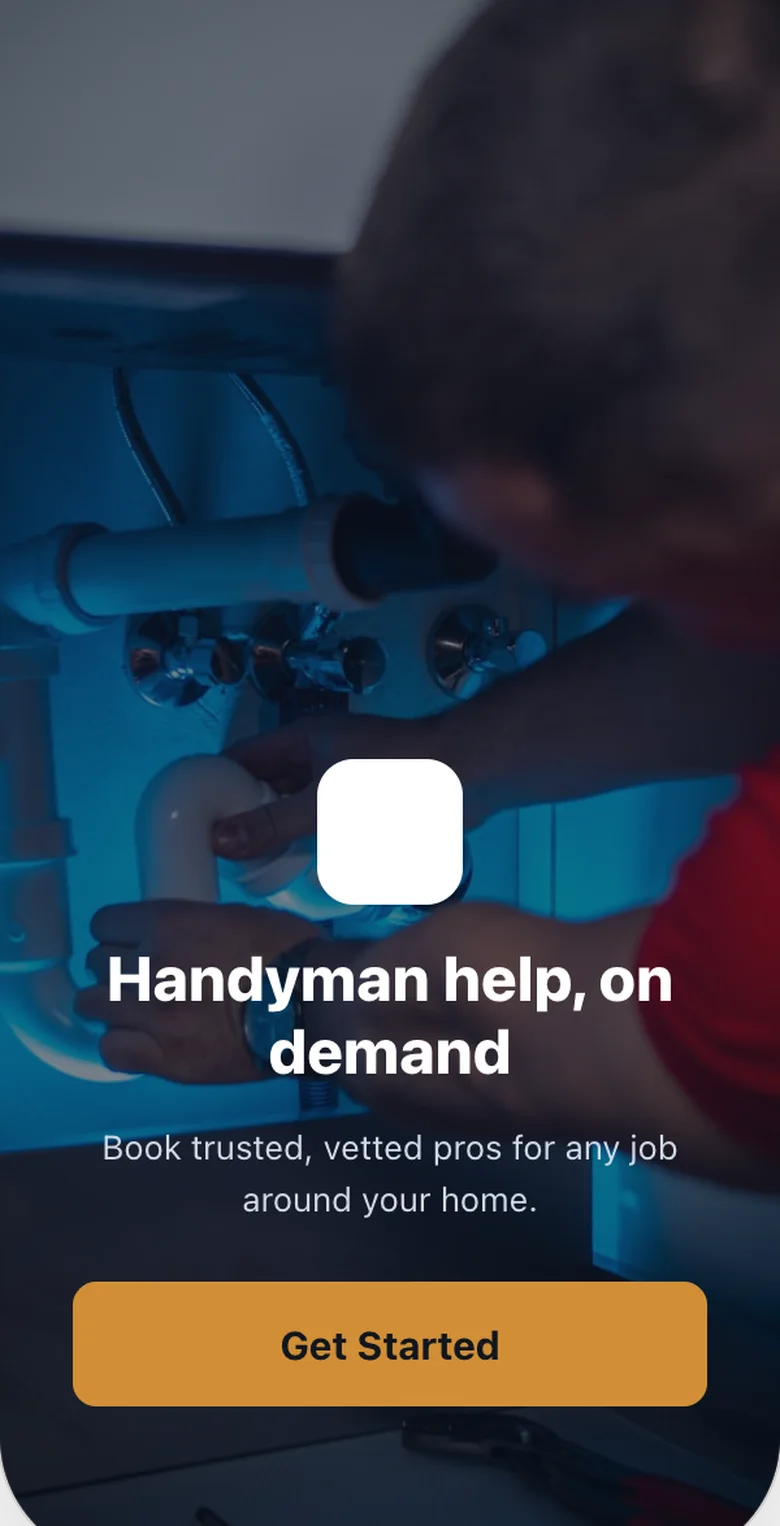 Customer app onboarding welcome screen for home services