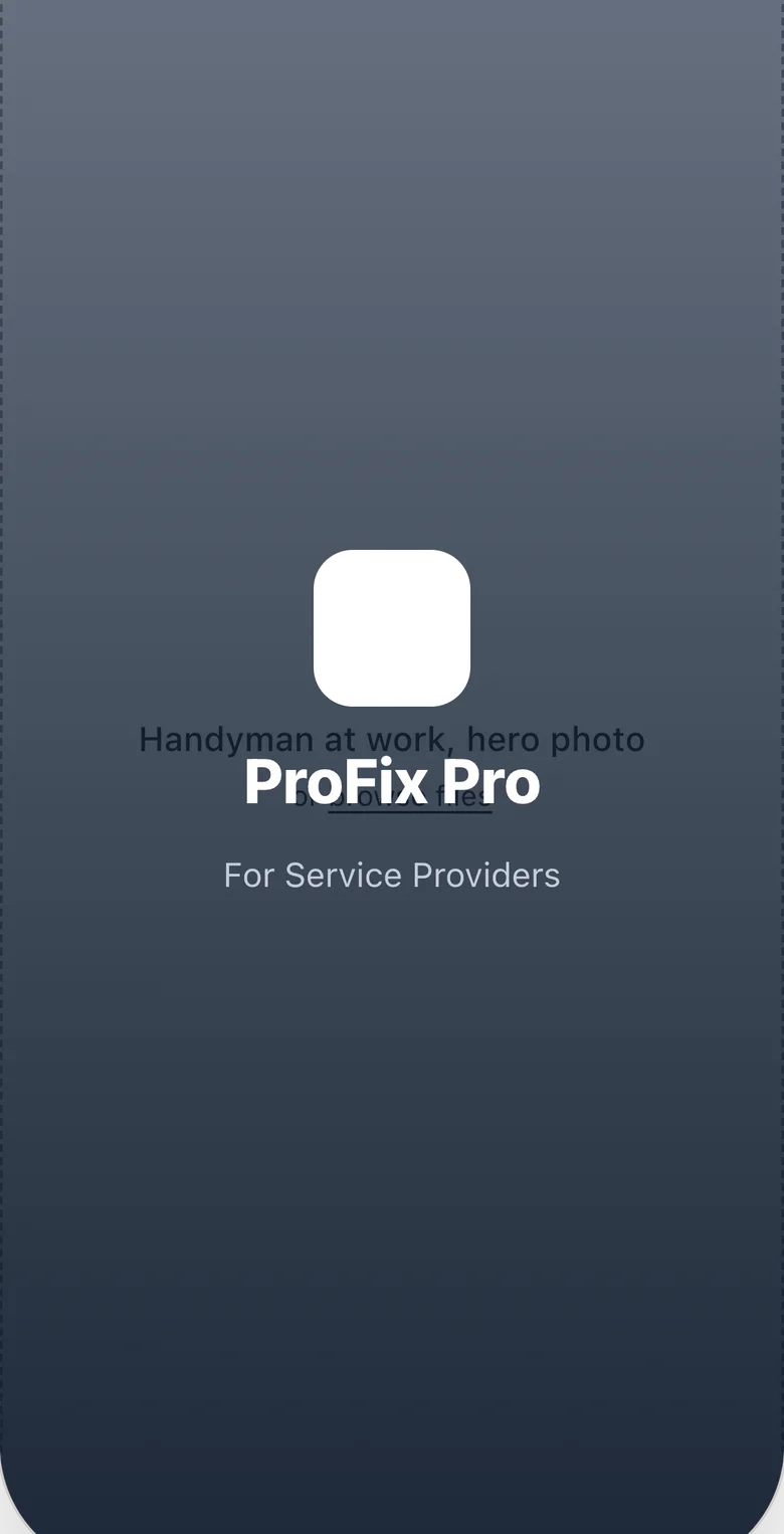 Technician app splash branding screen