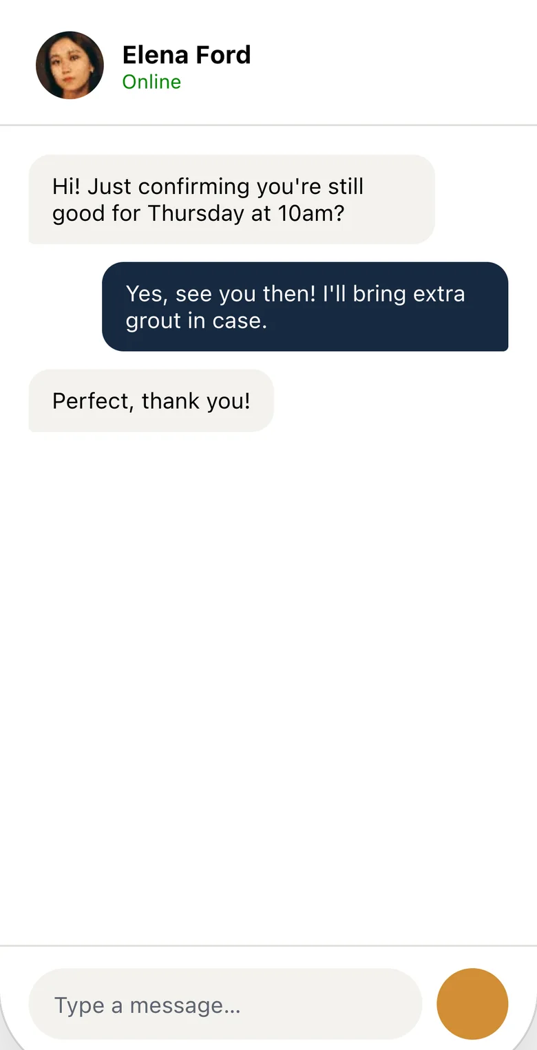 Technician app messaging with customers
