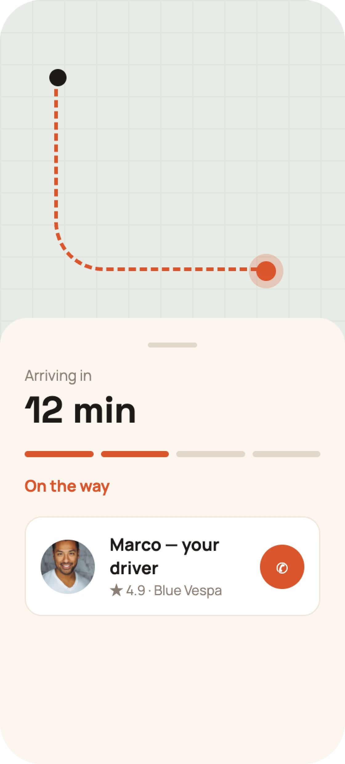 Restaurant guest app live order tracking screen